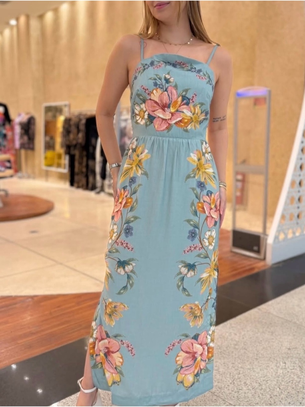 FARM Rio Floral Maxi Dress with Pink & Yellow Blooms Size S - Picture 3 of 10